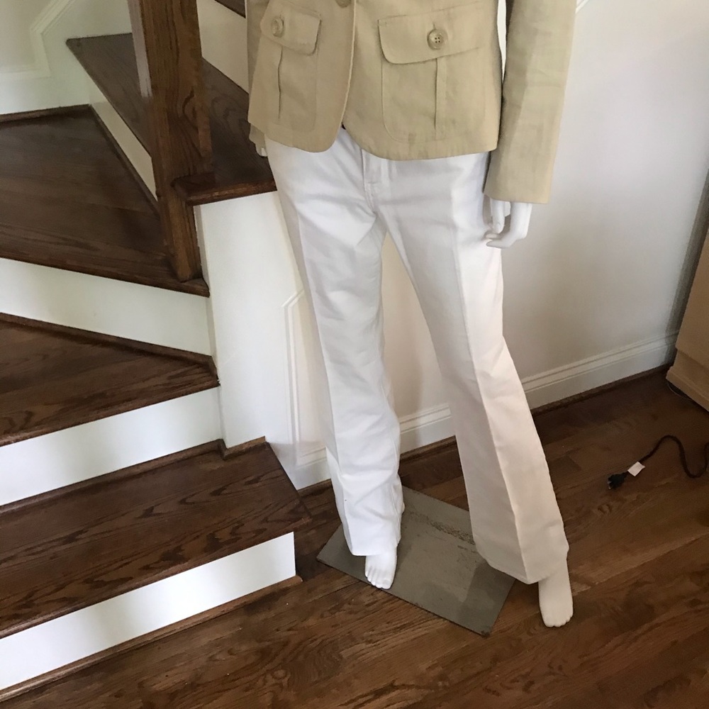 White slim flare jeans